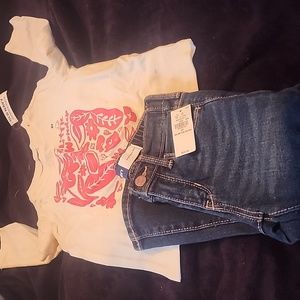 Toddler girls 2 pcs jeans with top size 2t brand new